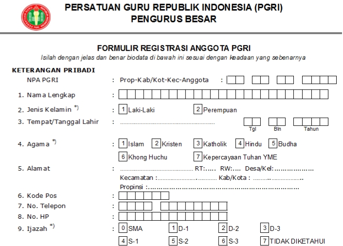 Pendaftaran PGRI Kaimana - Persatuan Guru Republik Indonesia Cabang Kaimana